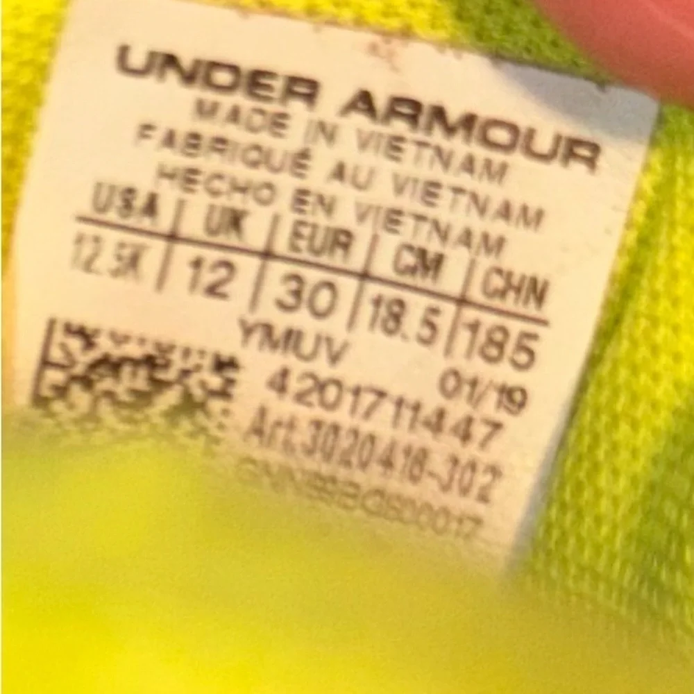 Under Armour Kids Sneakers in Yellow and Green